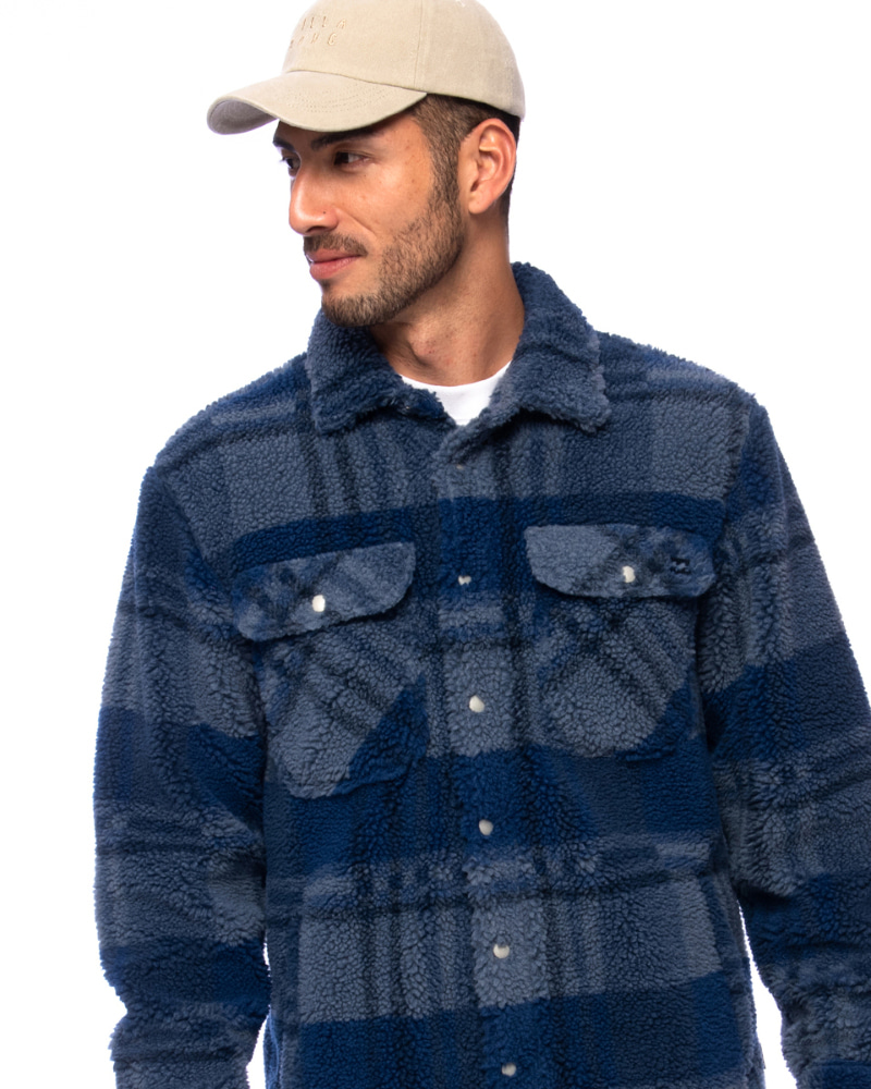 빌라봉 남성 체크 패턴 플리스 셔츠 재킷 (AB41SH075IND)