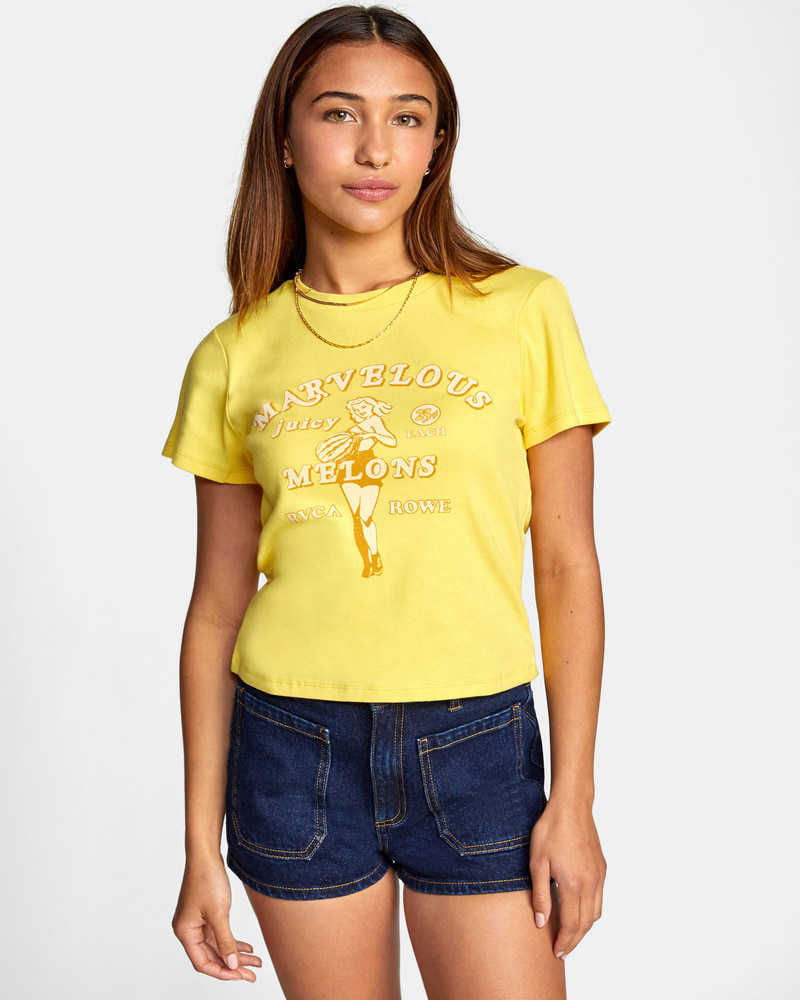 루카 여성 옐로우 반팔 티셔츠 (VC11ST303YLF)